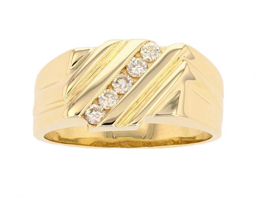 14K Yellow Gold Diamond Gents Ring
