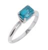 14k White Gold Emerald Cut Blue Zircon Ring