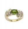 14K Yellow Gold Oval Peridot & Baguette Diamond Ring