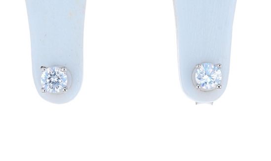 Sterling Silver White Cubic Zirconia 4-Prong Basket Stud Earrings