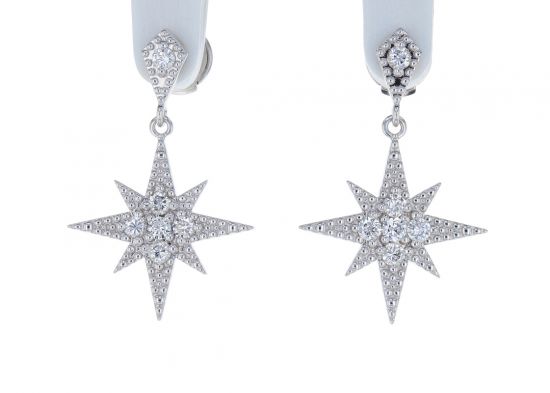 Kristopher Mark Moravian Star Diamond Dangle Earrings