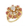 14K Yellow Gold Vintage Diamond & Ruby Ring