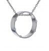 14k White Gold Diamond Circle Pendant w/ Diamond Cut Cable Chain