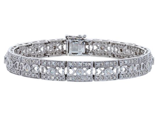 14k White Gold Diamond Filigree Bracelet