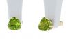 14K Yellow Gold Trillion Peridot Stud Earrings