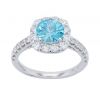 14k White Gold Blue Zircon & Diamond Halo Style Ring