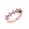 14K Rose Gold Princess Cut Pink Sapphire Ring