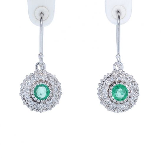Kristopher Mark Emerald & Diamond Milgrain Cluster Earrings