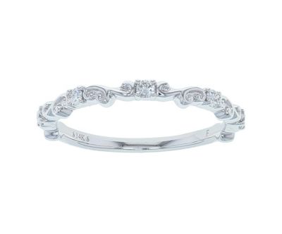 4K White Gold 1/6ctw Diamond Sculptural Anniversary Band