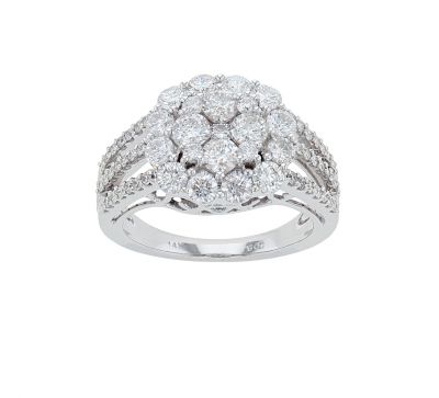 14K White Gold Diamond Cluster Fashion Ring