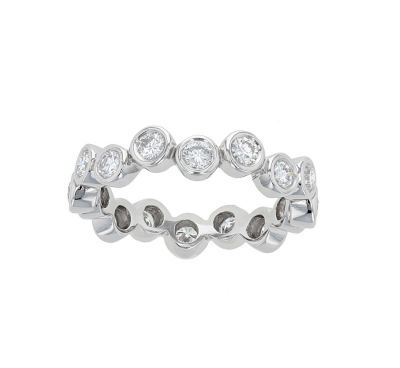 Platinum Diamond Staggered Bezel Eternity Band