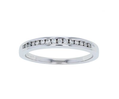 14K White Gold Channel Set Diamond Band