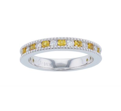 Kristopher Mark Yellow Sapphire & Diamond Milgrain Channel Band