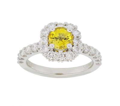 Kristopher Mark Yellow Sapphire & Diamond Halo Ring