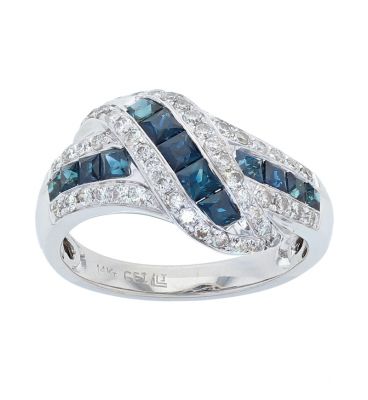 14K White Gold Sapphire & Diamond Ring