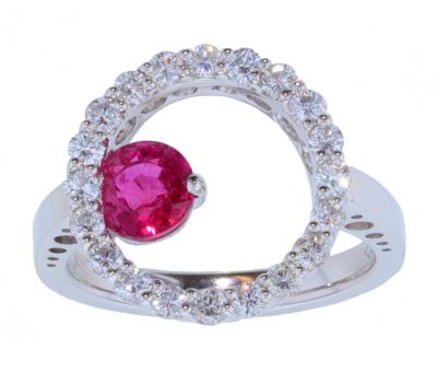 Kristopher Mark Ruby & Diamond Circle Motif Ring