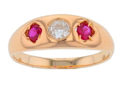 14k Yellow Gold Diamond & Ruby Ring