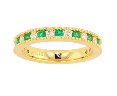 Kristopher Mark Emerald & Diamond Milgrain Channel Band