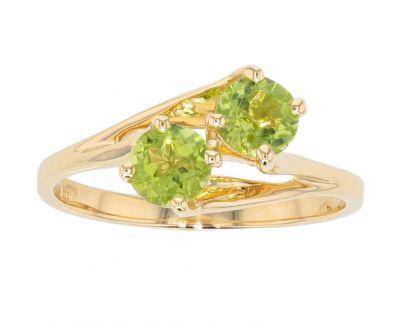 14k Yellow Gold Peridot 2-Stone Freeform Ring