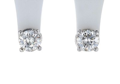 14K White Gold Round Brilliant Diamond Stud Earrings