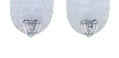 18k White Gold Burnish Set Diamond Heart Stud Earrings