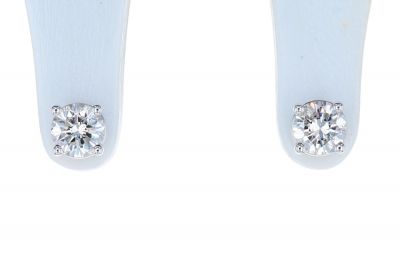 14K White Gold Round Brilliant Diamond Four Prong Basket Stud Earrings