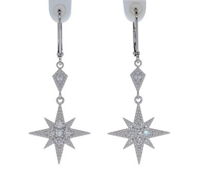 Kristopher Mark Moravian Star Diamond Dangle Earrings