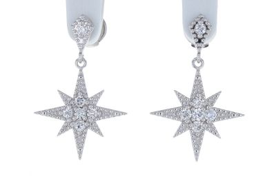 Kristopher Mark Moravian Star Diamond Dangle Earrings