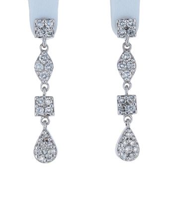 14K White Gold Diamond Dangle Earrings