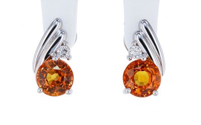 Kristopher Mark Orange Sapphire & Diamond Earrings