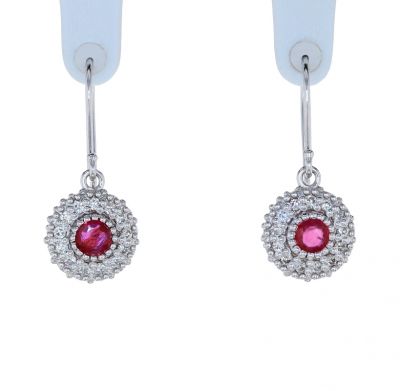 Kristopher Mark Ruby & Diamond Milgrain Cluster Earrings