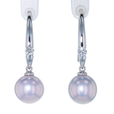 14K White Gold South Sea Pearl & Diamond Earrings