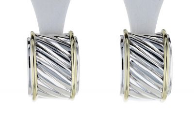 David Yurman Sterling Silver & 14K Yellow Gold Earrings