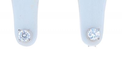 Sterling Silver White Cubic Zirconia 4-Prong Basket Stud Earrings