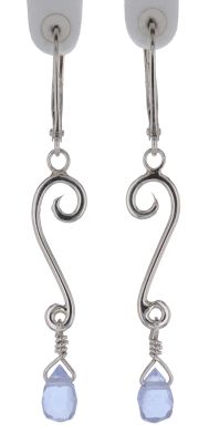 Spiral Moons Studio Baby Blue Quartz Briolette Scroll Earrings in Sterling Silver