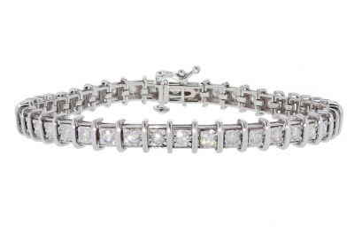 14k White Gold Miracle Set Diamond Tennis Bracelet