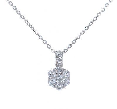 18k White Gold Diamond Cluster Pendant