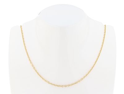 14K Yellow Gold 18" Round Open Link Cable Chain - 1.60mm wide