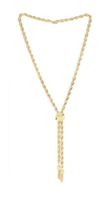 14K Yellow Gold Rope Lariat Style Necklace
