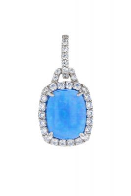 Sterling Silver Imitation Opal & White Cubic Zirconia Halo  Pendant 