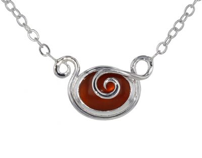 Spiral Moons Studio Carnelian Cabochon Necklace in Sterling Silver