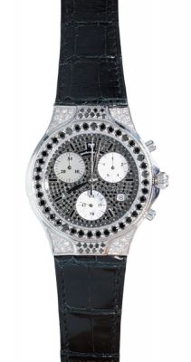 Techno Marine 18K White Gold "Diva" Black & White Diamond Chronograph Ladies Watch Limited Edition 