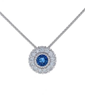 Kristopher Mark Blue Sapphire & Diamond Milgrain Cluster Pendant 