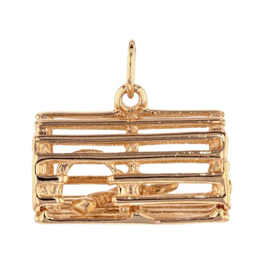 14K Yellow Gold "Lobster Pot" Charm