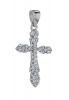 Sterling Silver White Cubic Zirconia Shared Prong Set Cross Pendant