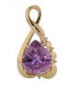 14k Yellow Gold Fancy Cut Pear Shape Amethyst & Diamond Pendant