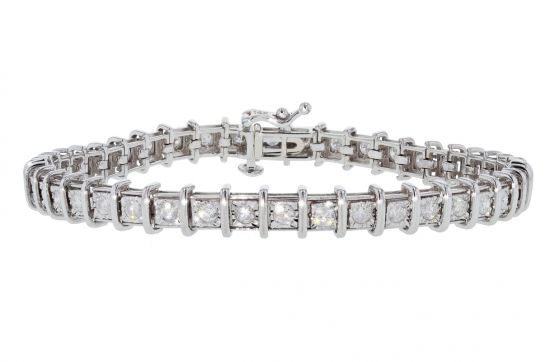 14k White Gold Miracle Set Diamond Tennis Bracelet