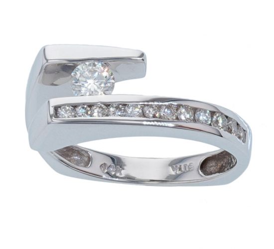 14k White Gold Contemporary By-Pass Ring