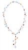 18k White Gold Multi-Color Gemstone & Diamond Necklace