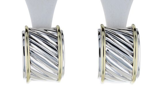 David Yurman Sterling Silver & 14K Yellow Gold Earrings